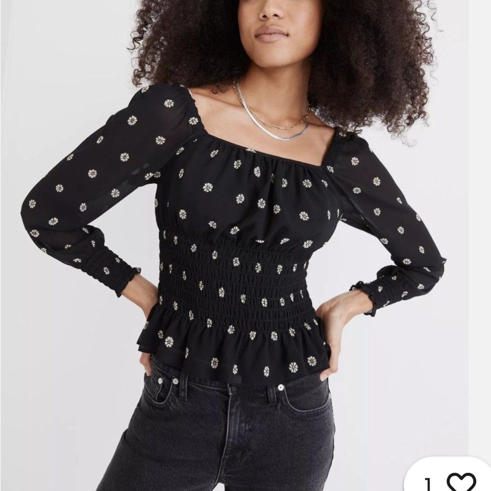 NWT Madewell Georgette Top in Bloom Dot XXS